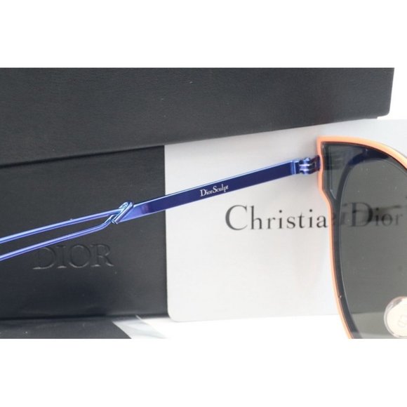 New Christian Dior Sculpt KN9T5 Cat Eye Blue Sunglasses Green Mirror Lenses 63mm main image 6